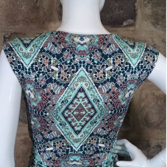 Kut From The Kloth Dress Woman's 4 Dorsey Ruched Knit V-Neck Green Bodycon Knee - Picture 6 of 13